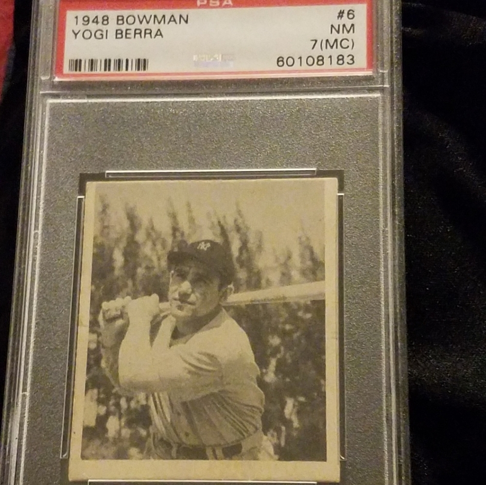 1948 Bowman Yogi Berra rookie card, w 1956 Topps Y